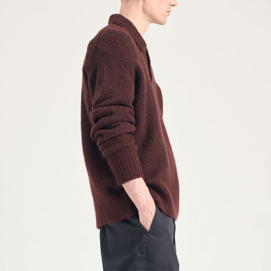 Rasmus Relaxed Brushed Polo - Mahogany