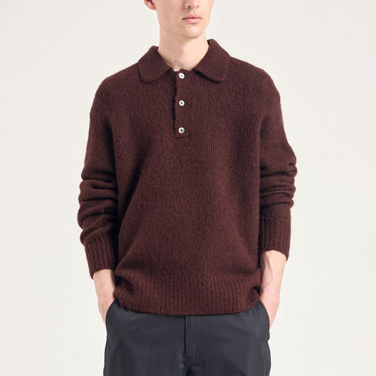 Rasmus Relaxed Brushed Polo - Mahogany