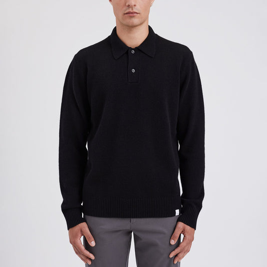Norse Standard Merino Lambswool Polo - Black
