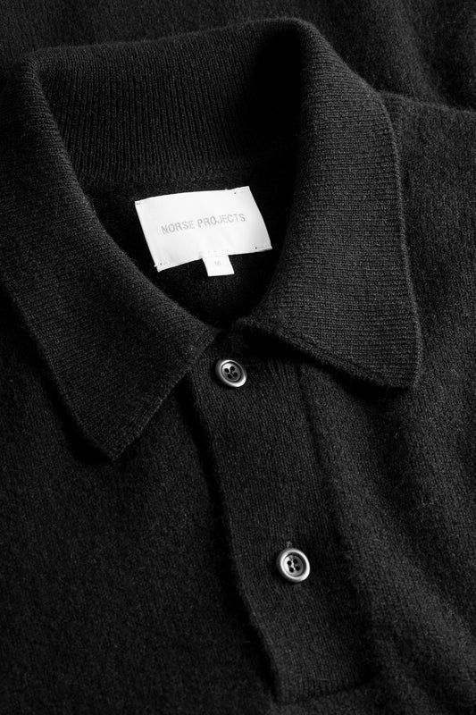 Norse Standard Merino Lambswool Polo - Black