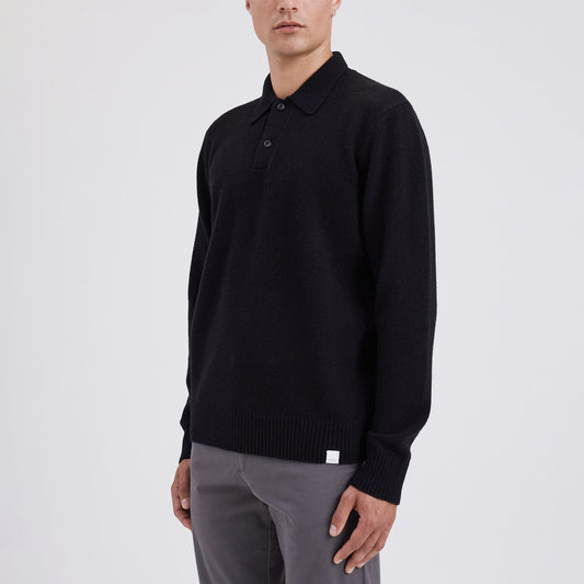 Norse Standard Merino Lambswool Polo - Black