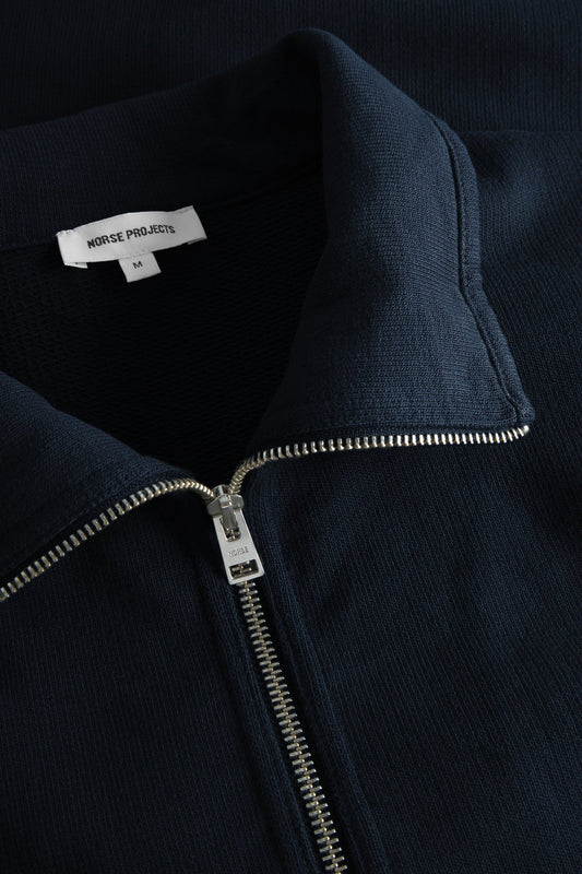 Bjorn Relaxed Organic Loopback Track Jacket - Dark Navy