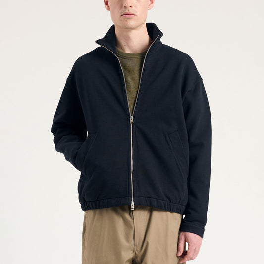 Bjorn Relaxed Organic Loopback Track Jacket - Dark Navy