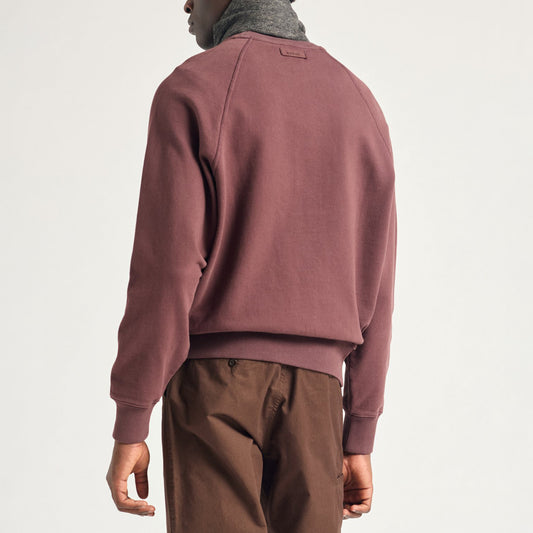 Tyr Relaxed Organic Loopback Raglan Crew - Mahogany