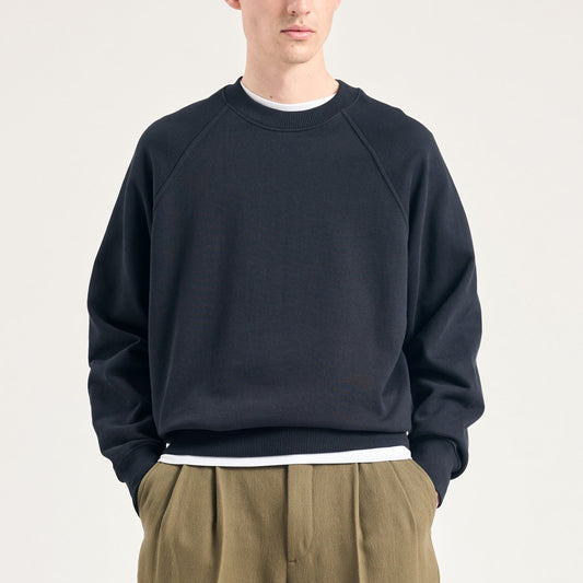 Tyr Relaxed Organic Loopback Raglan Crew - Dark Navy