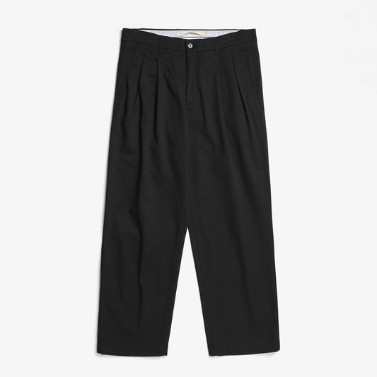 Benn Relaxed Twill Pleated Trouser - Black