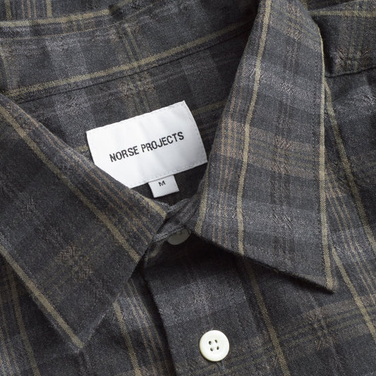 Ole Oversized Wool Check Shirt - Charcoal Grey