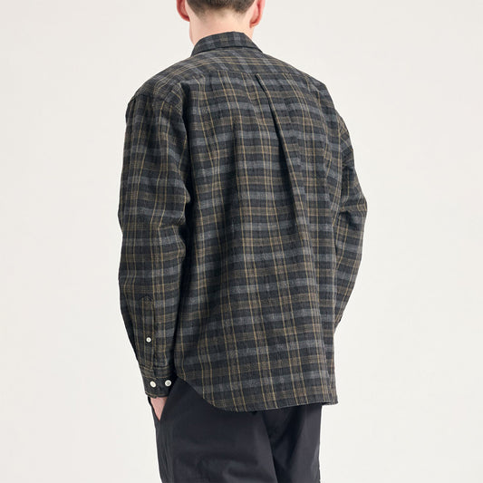 Ole Oversized Wool Check Shirt - Charcoal Grey