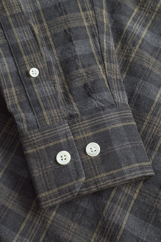 Ole Oversized Wool Check Shirt - Charcoal Grey
