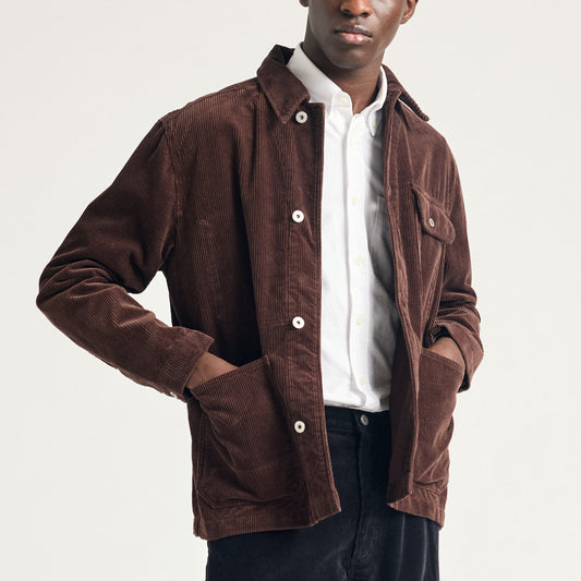 Folke Wide Corduroy Chore Jacket - Espresso