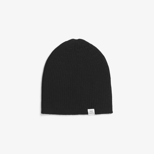 Tech Merino Ribbed Beanie - All Black