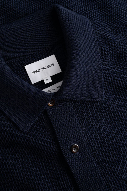 Fredensborg Mercerised Cotton Knitted Shirt - Dark Navy