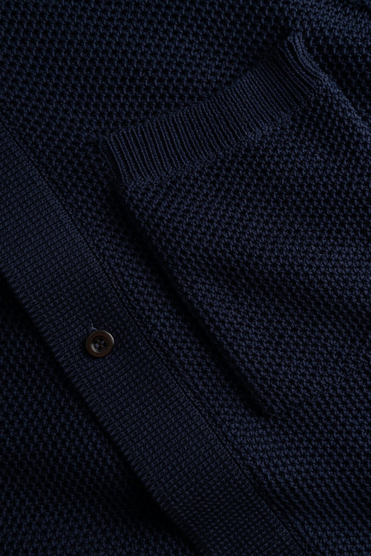 Fredensborg Mercerised Cotton Knitted Shirt - Dark Navy