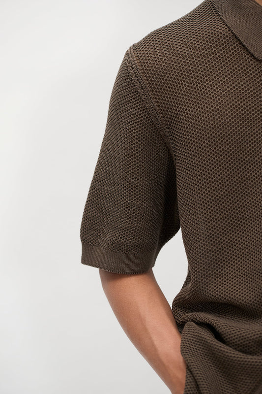 Fredensborg Mercerised Cotton Knitted Shirt - Turkish Coffee