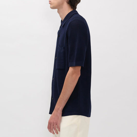 Fredensborg Mercerised Cotton Knitted Shirt - Dark Navy