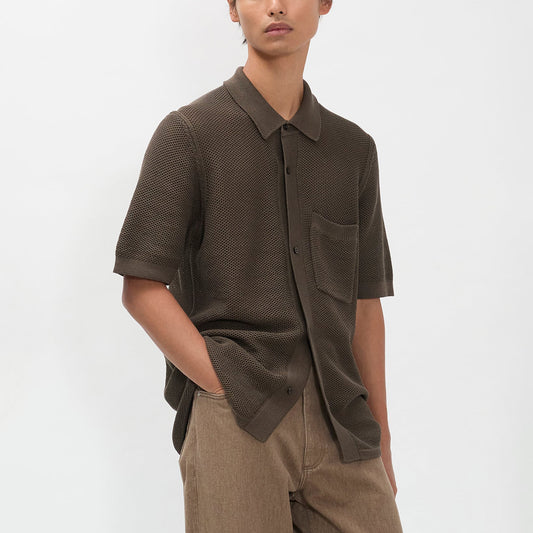 Fredensborg Mercerised Cotton Knitted Shirt - Turkish Coffee