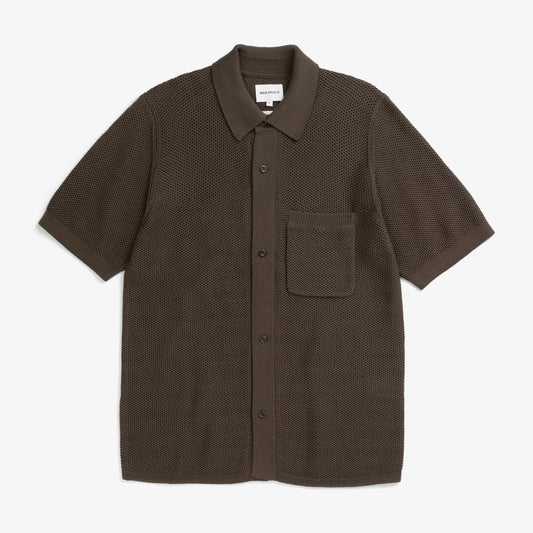 Fredensborg Mercerised Cotton Knitted Shirt - Turkish Coffee