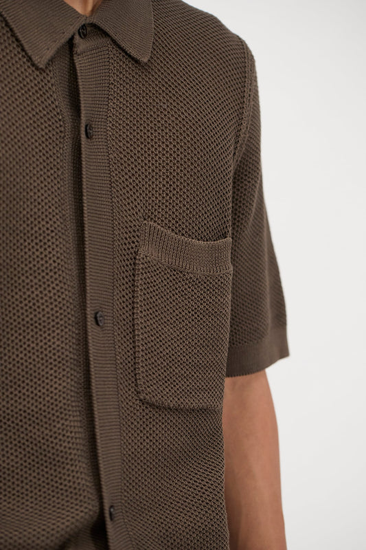 Fredensborg Mercerised Cotton Knitted Shirt - Turkish Coffee