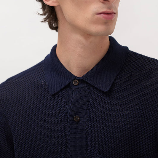 Fredensborg Mercerised Cotton Knitted Shirt - Dark Navy