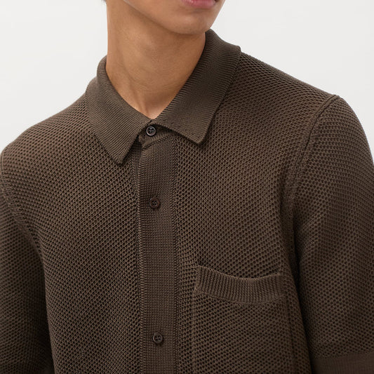 Fredensborg Mercerised Cotton Knitted Shirt - Turkish Coffee