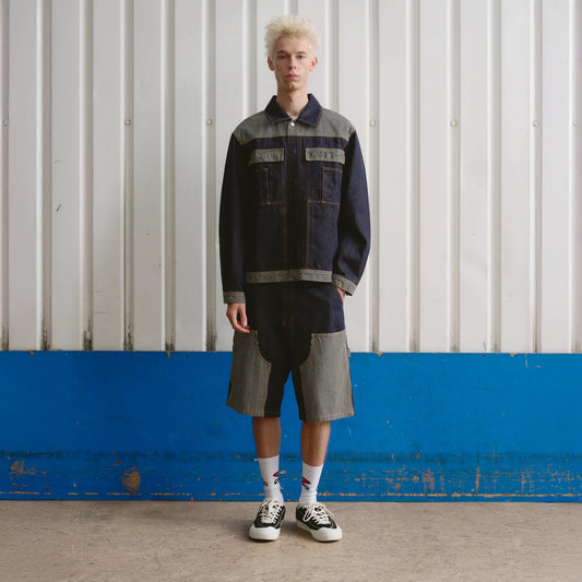 Hickory Panel Denim Carpenter Shorts - Indigo