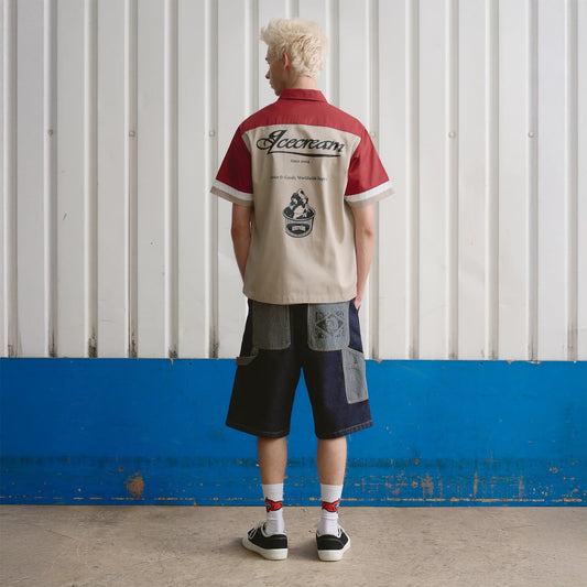 Parlor Work Shirt - Beige / Red