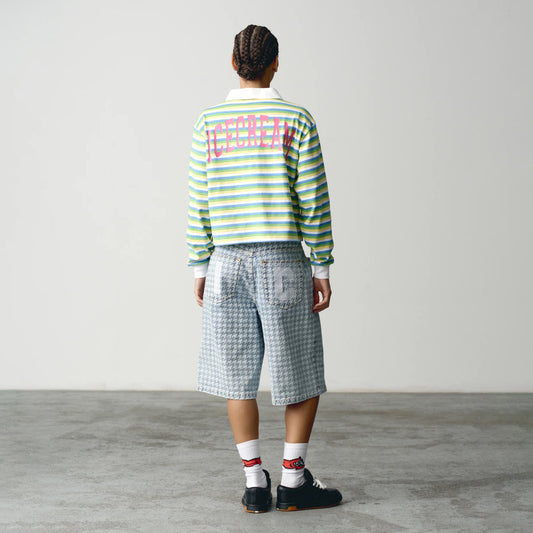 Womens Popsicle Striped Cropped Rugby Shirt - Multi