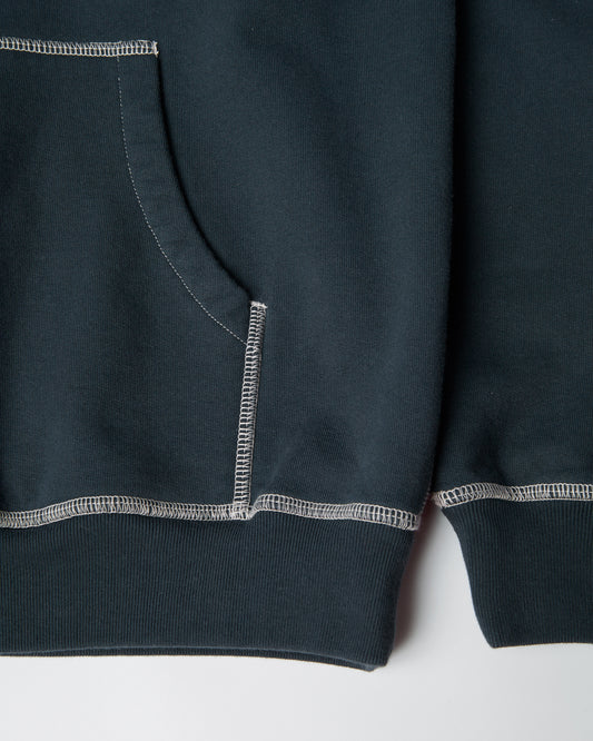 Circled script logo hooded sweatshirt - Dark Blue