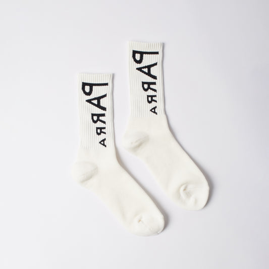 Reversed flag logo crew socks - White