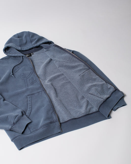 Not Fade Away Zip Hooded Sweatshirt - Washed Dark Grey