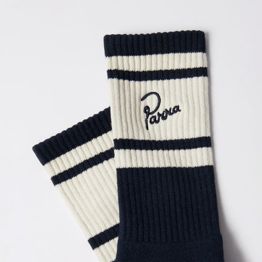 Signature Striped Crew Socks - Navy Blue