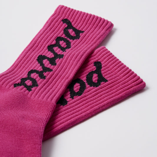 Lowercase Scriptlogo Crew Socks - Hot Pink