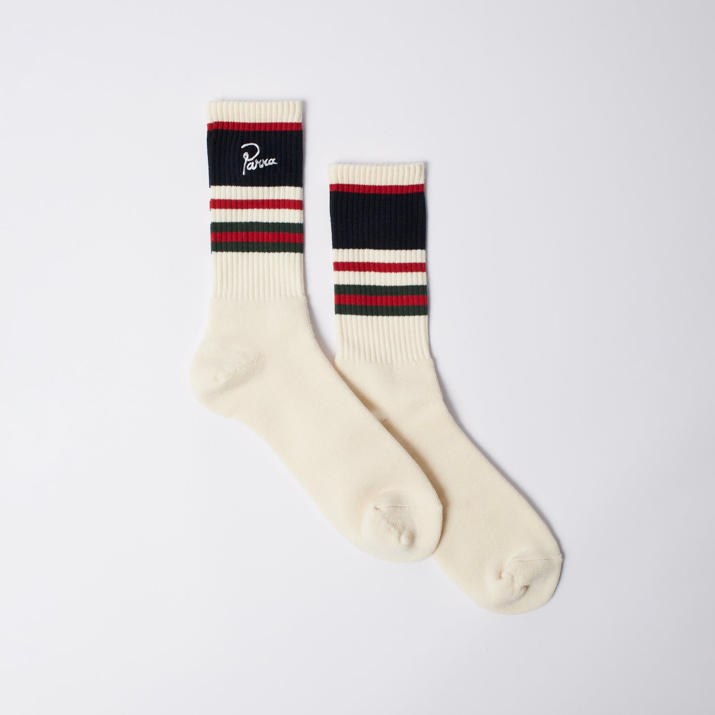 Signature Striped Crew Socks - White
