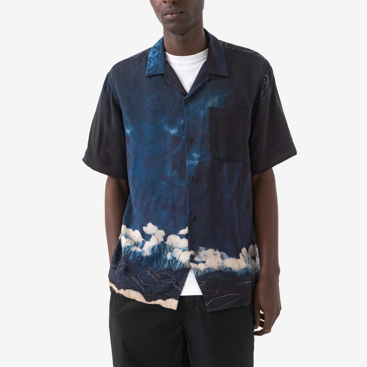 6230 Boro Crane Camp Collar Shirt Indigo