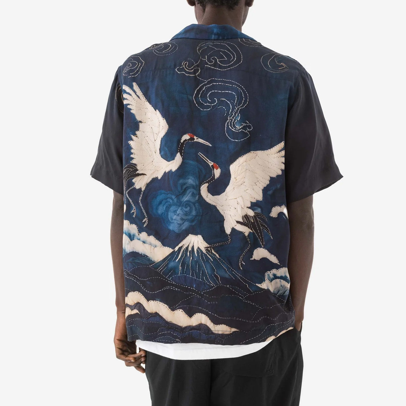 6230 Boro Crane Camp Collar Shirt Indigo