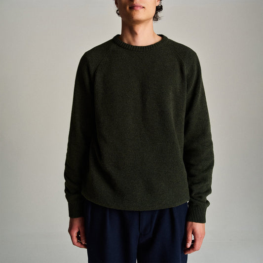 Knitted Elbow Crewneck - Duffel Green