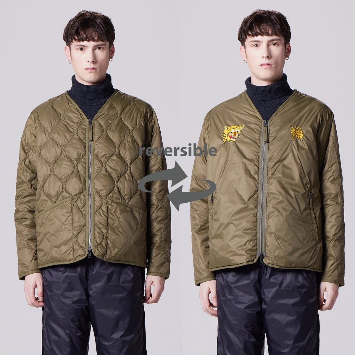 Reversible "Vetjan" Down Jacket - Olive