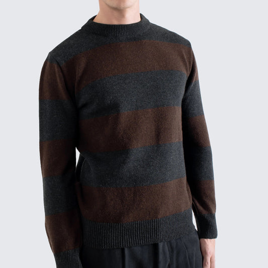 Combin Striped Knit - Grey / Brown
