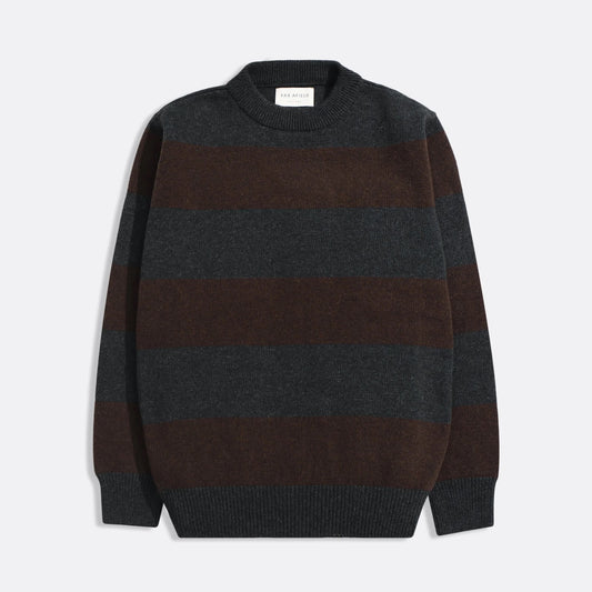Combin Striped Knit - Grey / Brown