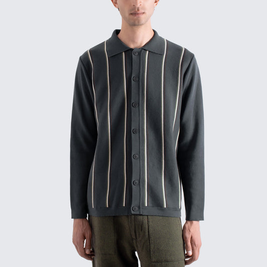Zigger Cardigan - Grey Stripe