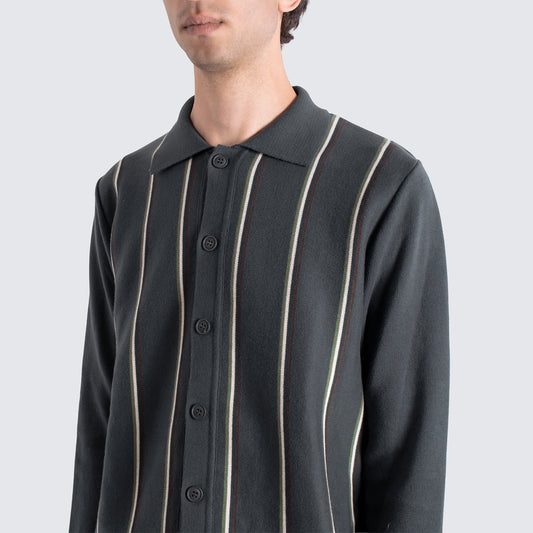 Zigger Cardigan - Grey Stripe