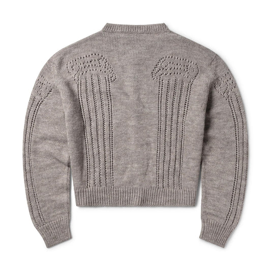 Pointelle Column Cardigan - Grey Marl