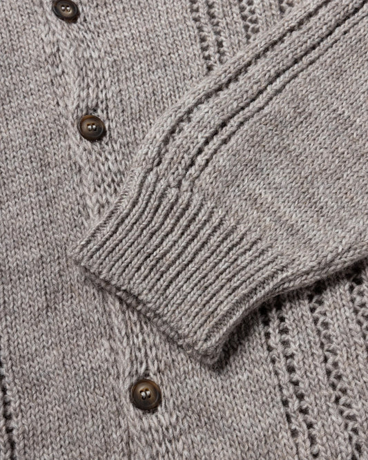Pointelle Column Cardigan - Grey Marl