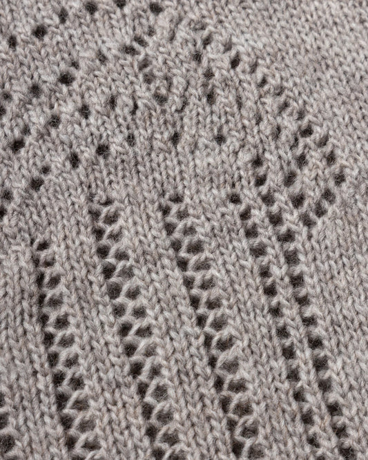 Pointelle Column Cardigan - Grey Marl