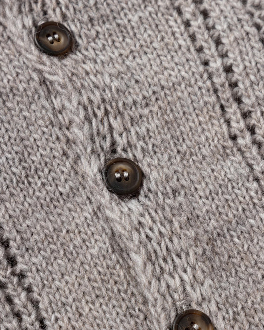 Pointelle Column Cardigan - Grey Marl