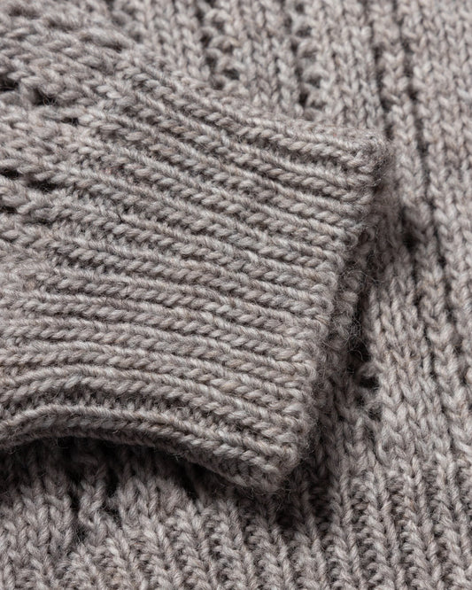 Pointelle Column Cardigan - Grey Marl