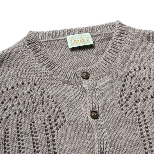 Pointelle Column Cardigan - Grey Marl