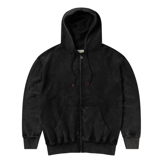 Aged Reverso Temple Zip Through Hoodie Black