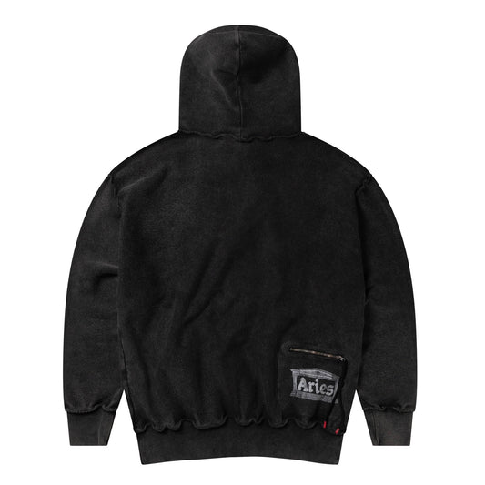 Aged Reverso Temple Zip Through Hoodie Black