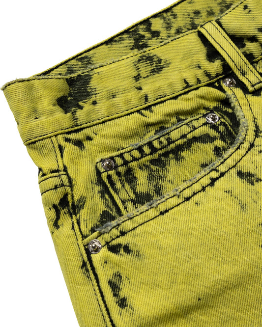 Heavy Acid Wash Wide Leg Short - Sulphur
